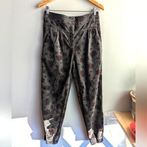 Anthropologie Women Size S Kalea Trouser Joggers Floral Print Gray Elastic Waist